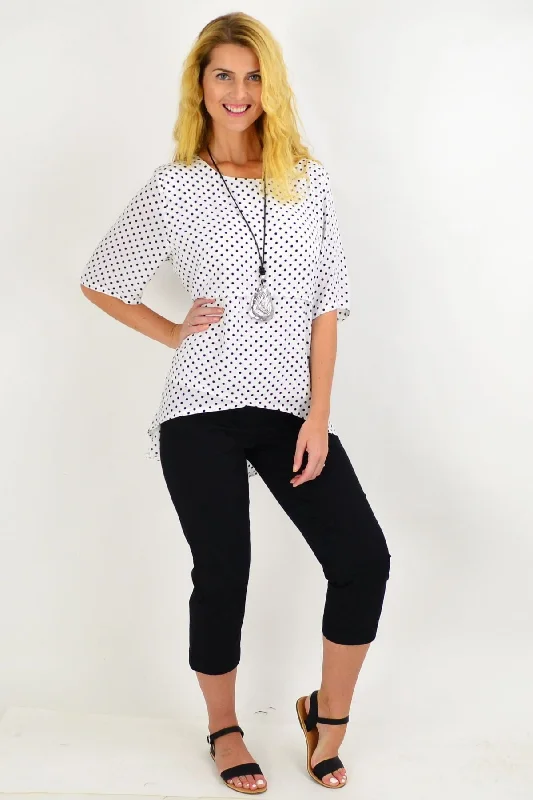 White Spot Hi Low Hem Tunic Blouse