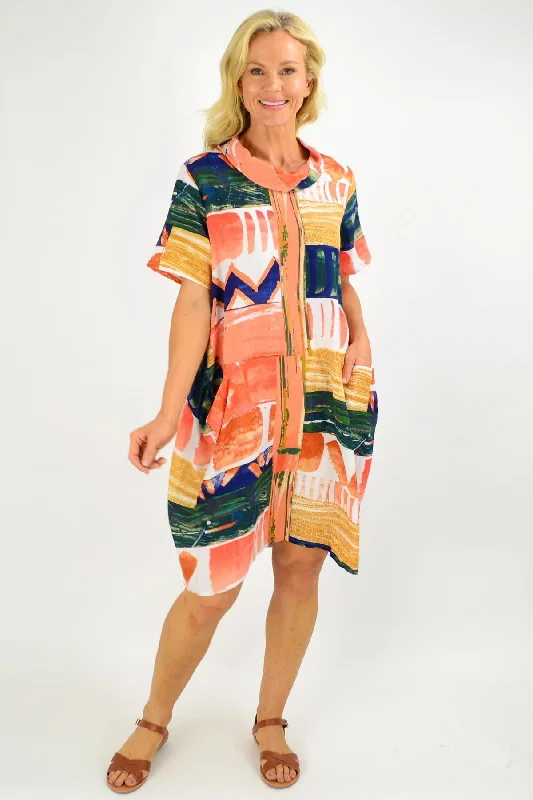 Zaragoza Cowl Neck Bubble Tunic Dress