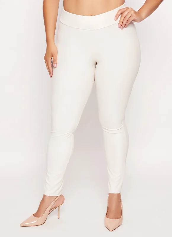 Plus Size Faux Leather High Waist Leggings