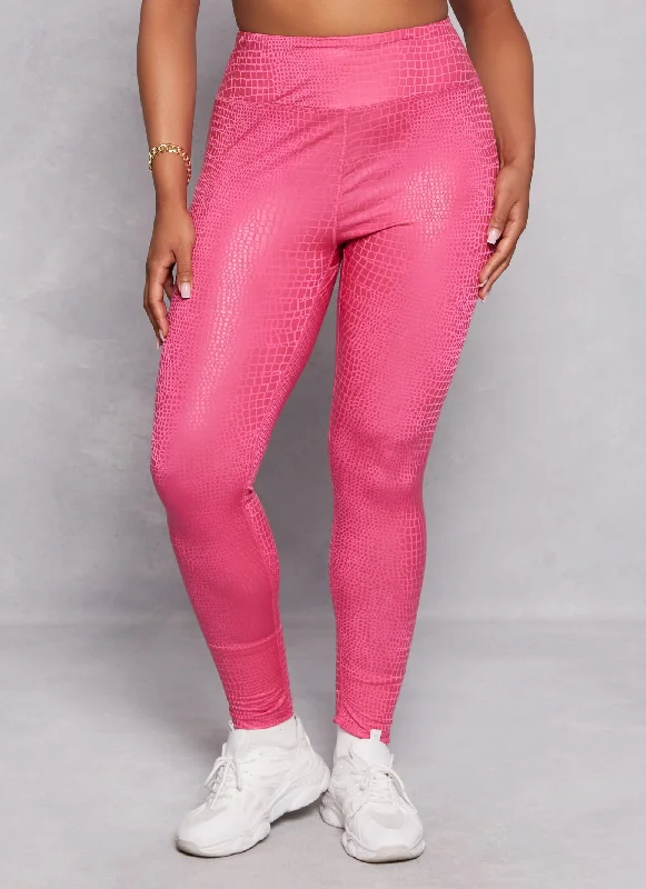 Plus Size Faux Croc Print Leggings