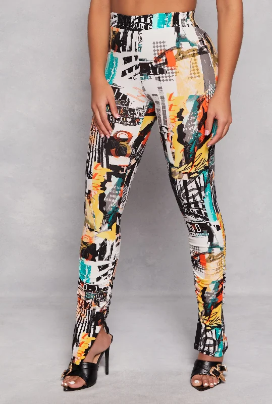 Printed High Waist Ruched Leggings