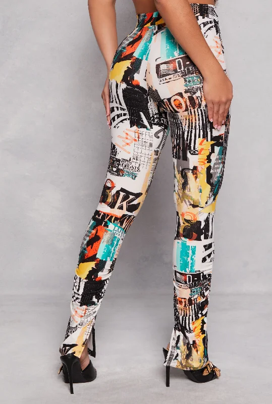 Printed High Waist Ruched Leggings