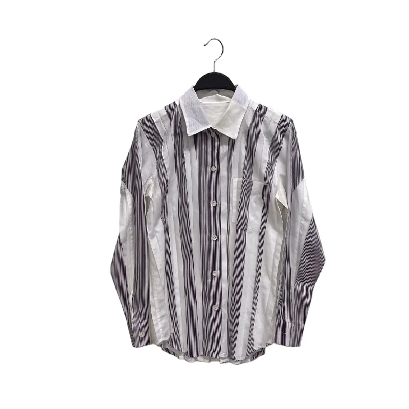 ISSEY MIYAKE/LS Blouse/Stripe/Cotton/WHT/STRIPE BLOUSE