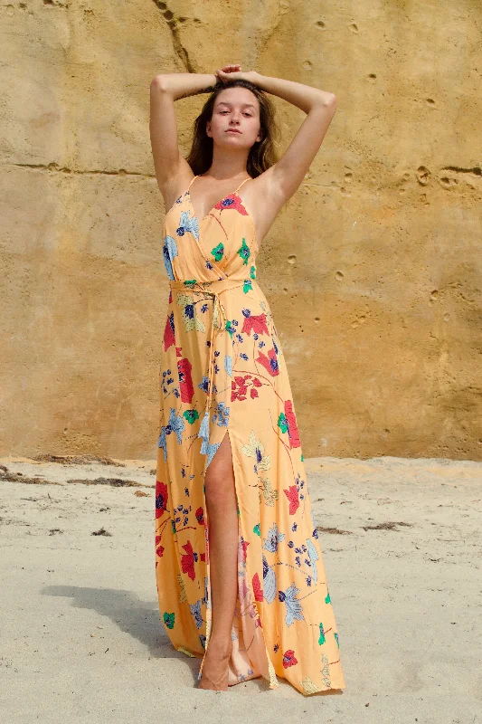 Aakaa Yellow Poppy Dress