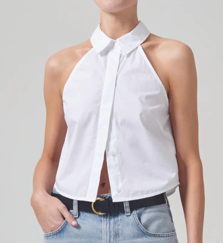 Adeline Sleeveless Shirt In Optic White