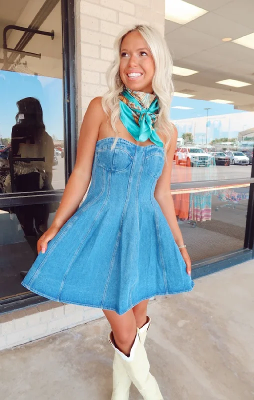 Corset Tube Mini Denim Dress