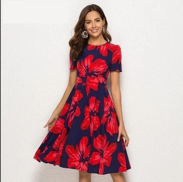 Floral Print Short Sleeve Dress