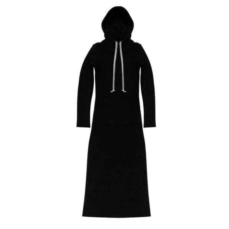 Fur Fleece Hooded Long Sleeve Sweater Maxi Dress