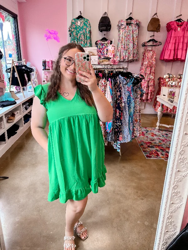 Green Cap Sleeve Dress