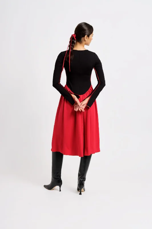 Joan Dress Black & Red