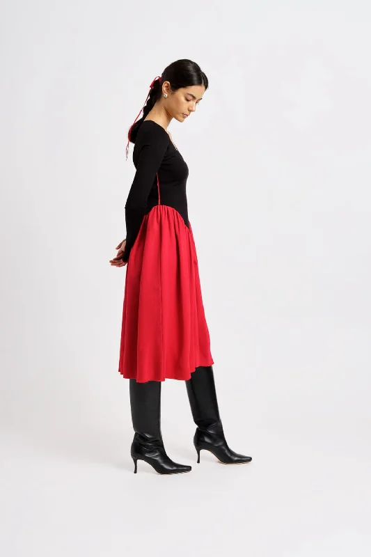 Joan Dress Black & Red