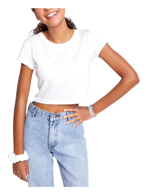 Juniors Vista Womens Crew Neck Short Crop Top