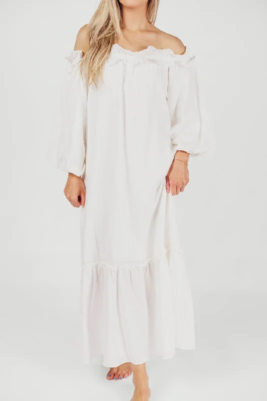 Moira Linen-Blend Ruffled Maxi Dress in White