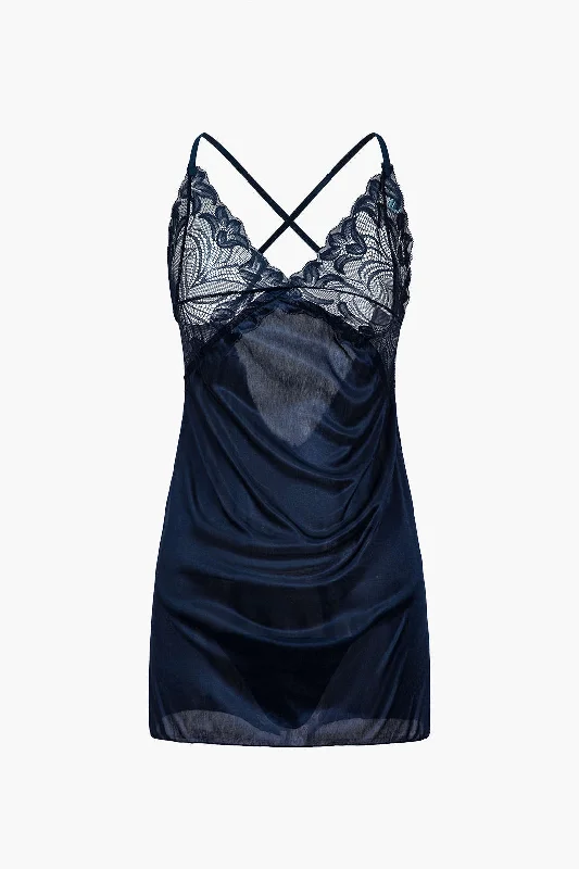 Basic Solid Lace Night Dress