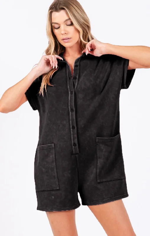 Mineral Washed Overall Romper