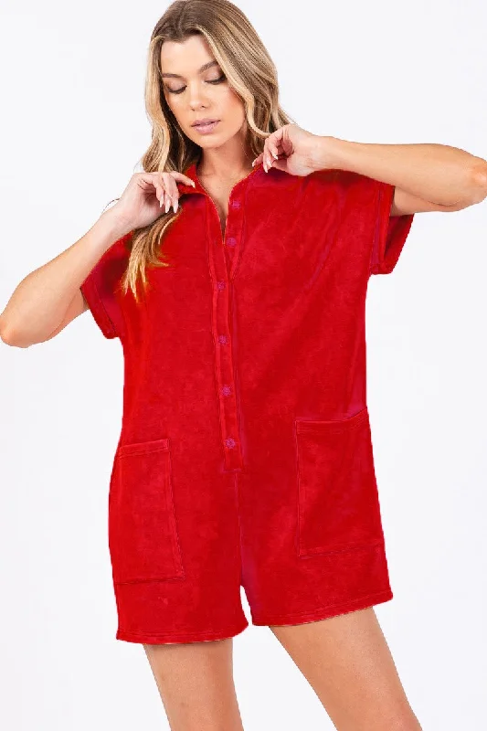 Mineral Washed Overall Romper