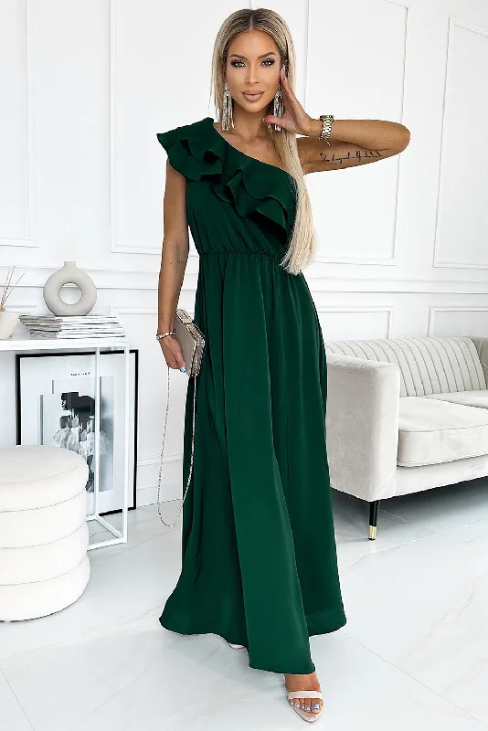 One-Shoulder Ruffled Maxi Dress