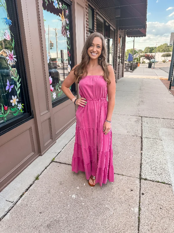 Pink Strapless Maxi