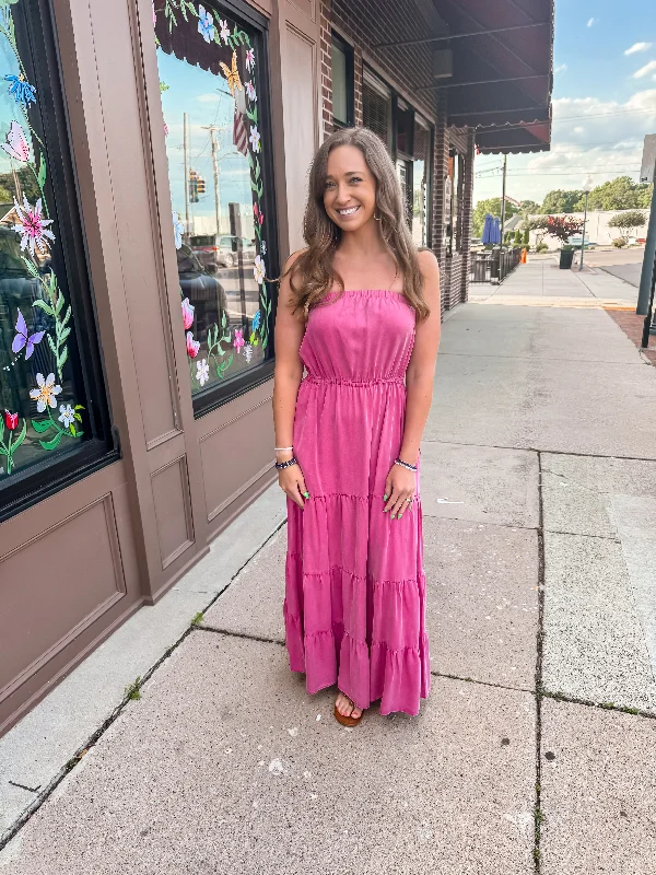 Pink Strapless Maxi