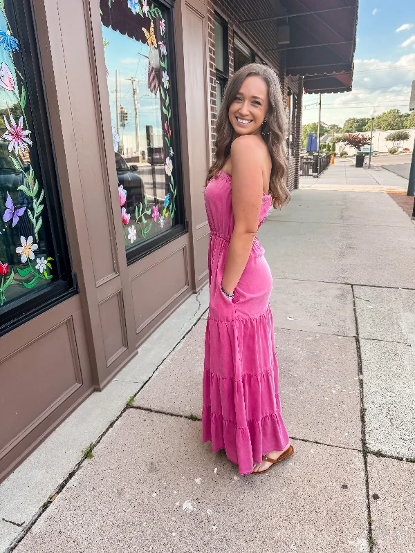 Pink Strapless Maxi