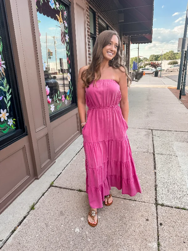 Pink Strapless Maxi