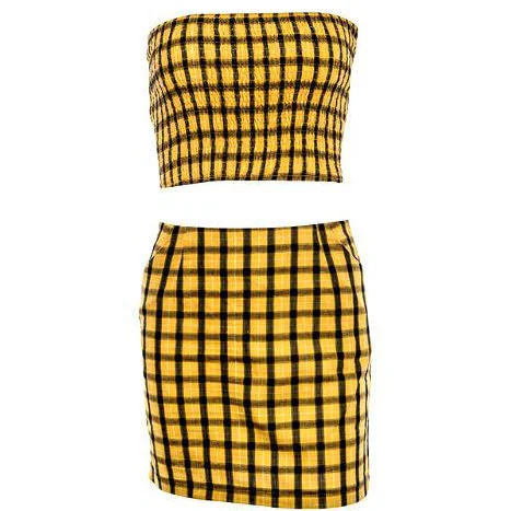 Plaid Top & Skirt Set