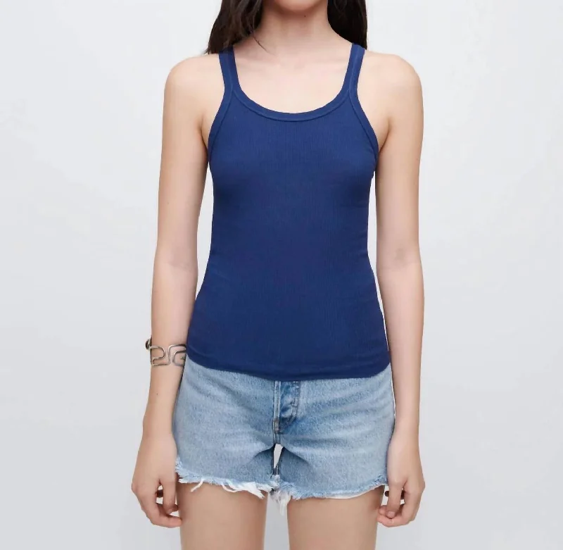 Ribbed Tank In French Blue