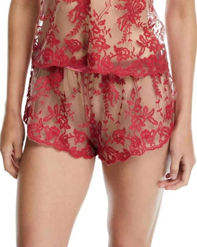 Rosie Velvet Tap Short In Mystic Red