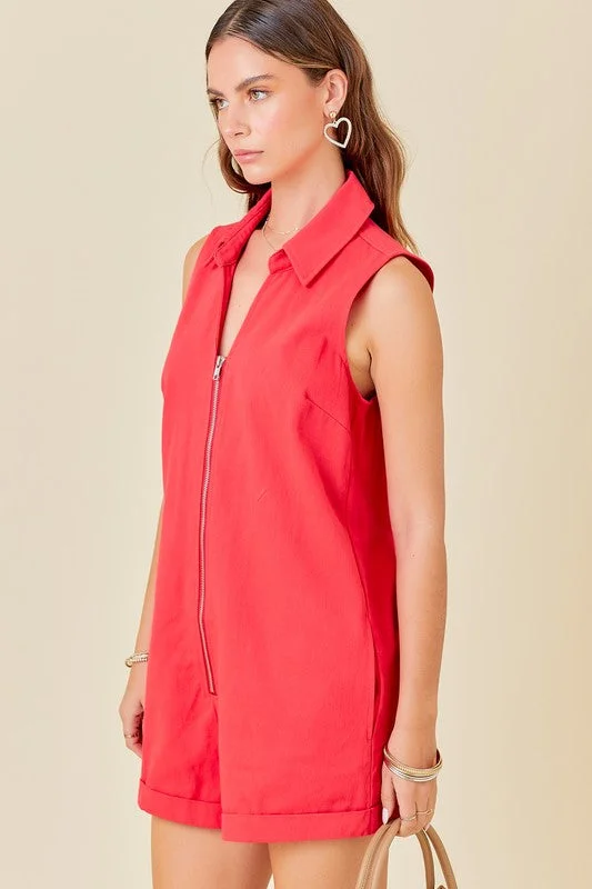 Sleeveless Zip Up Romper