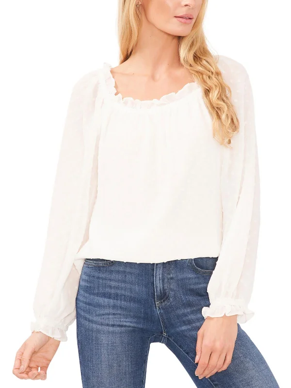 Womens Clip Dot Off-The-Shoulder Blouse