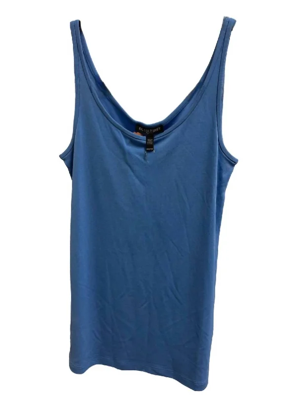 Womens Scoop Neck Tank Top - Petite In Blue