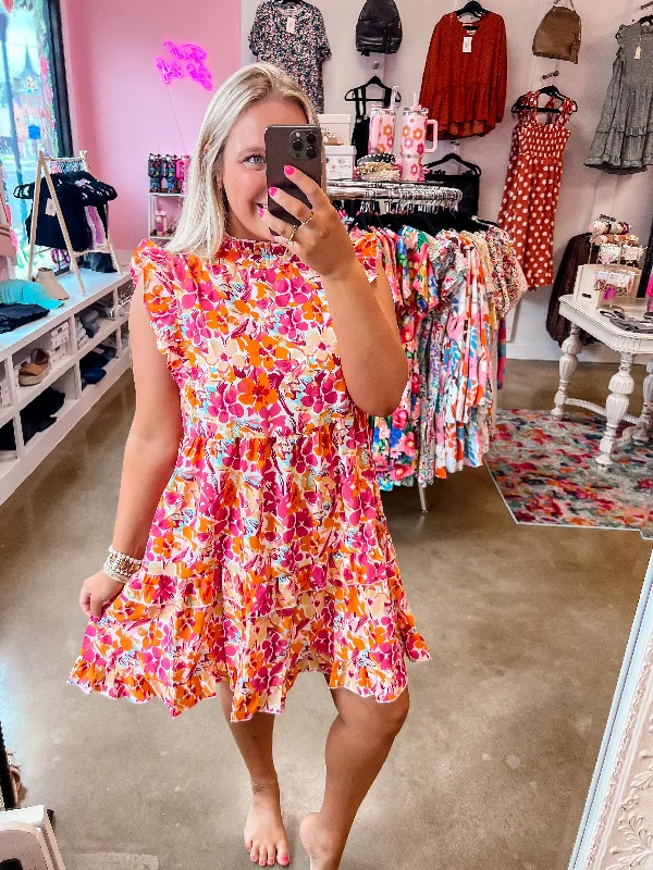 Yellow Pink Floral Dress