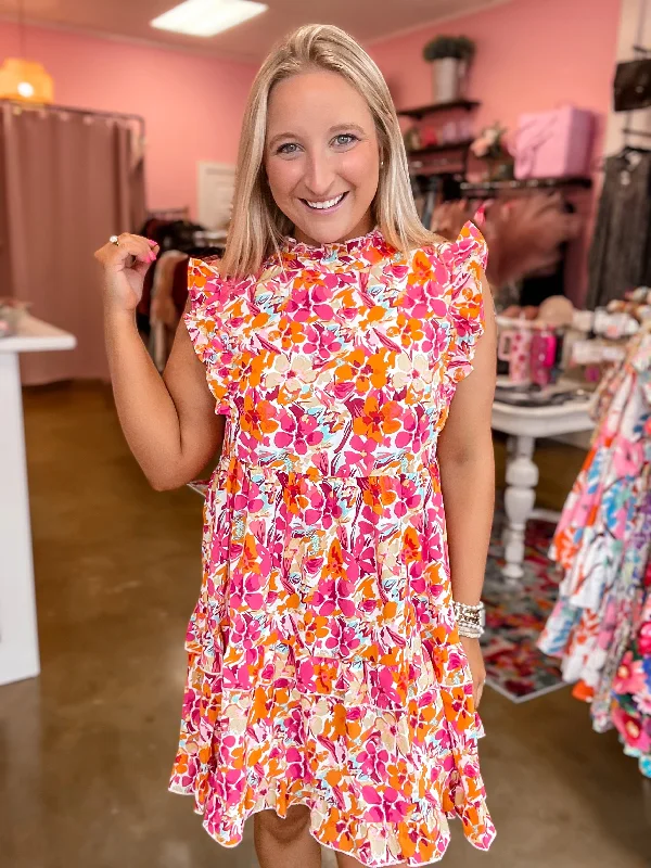 Yellow Pink Floral Dress