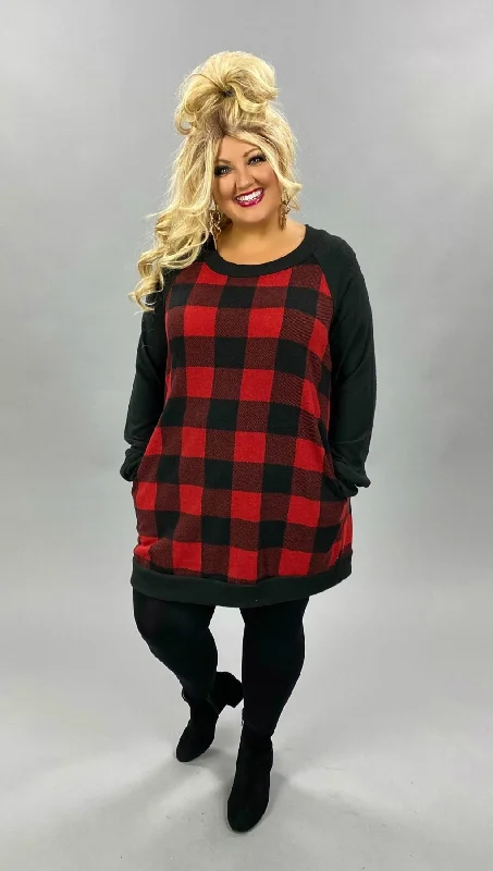 24 CP-C {Curvy Dreams } Red/Black Plaid Tunic  CURVY BRAND PLUS SIZE 3X 4X 5X 6X