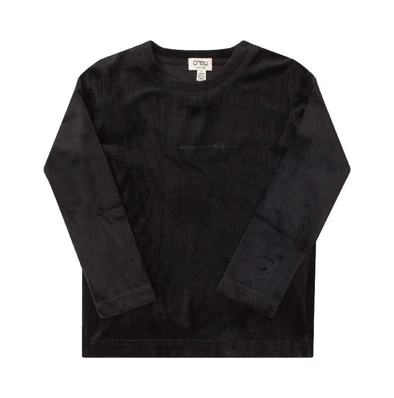 Crew Kids Black Script Velour Set