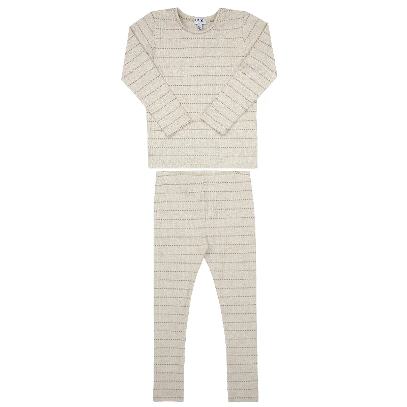 Crew Kids Tan Stripe Ribbed Lounge Set