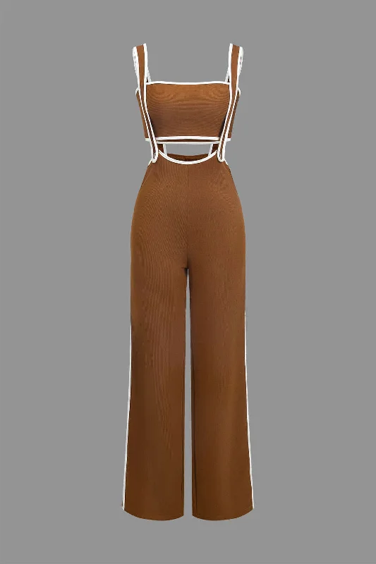 Contrast Trim Tube Top And Trouser Set