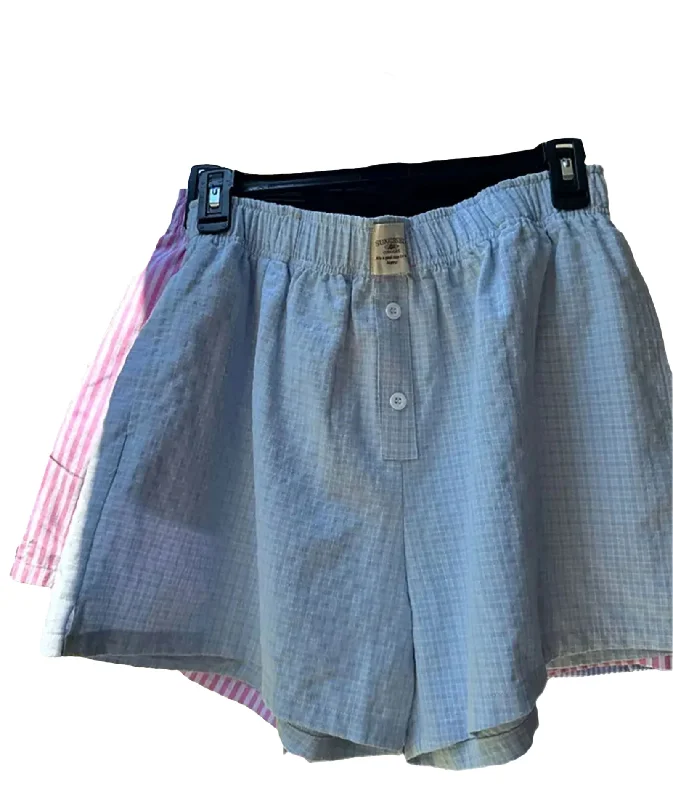 Saylor Blue Gingham Boxer Shorts Women