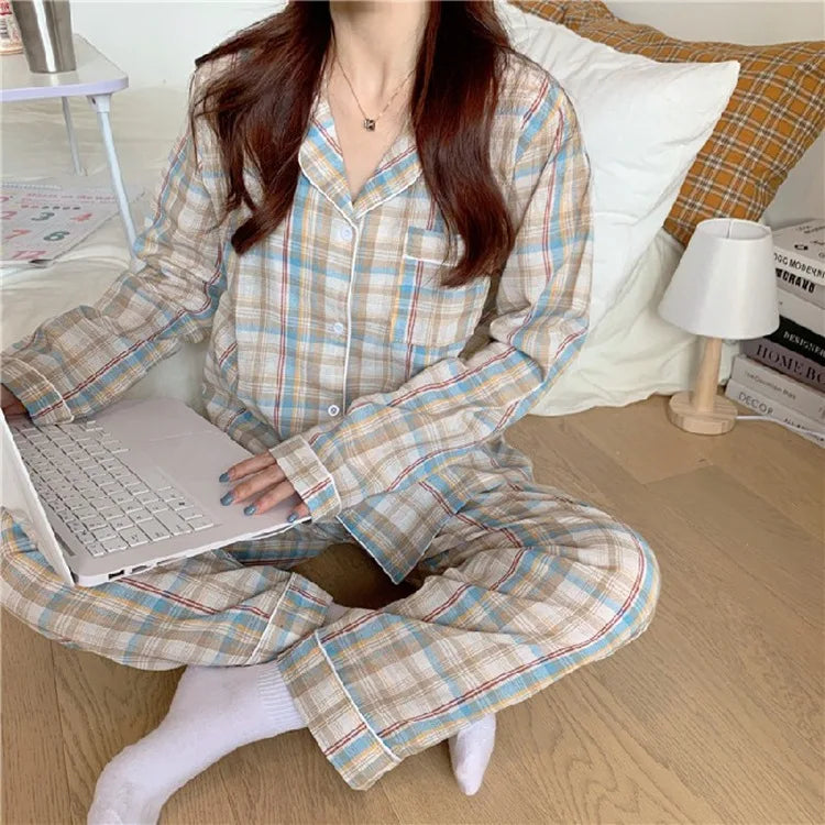 Spring And Autumn 2 Piece Women's Pajamas Homewear Female Students Homewear Pajama Sets Girls Pajamas Underwear Sets