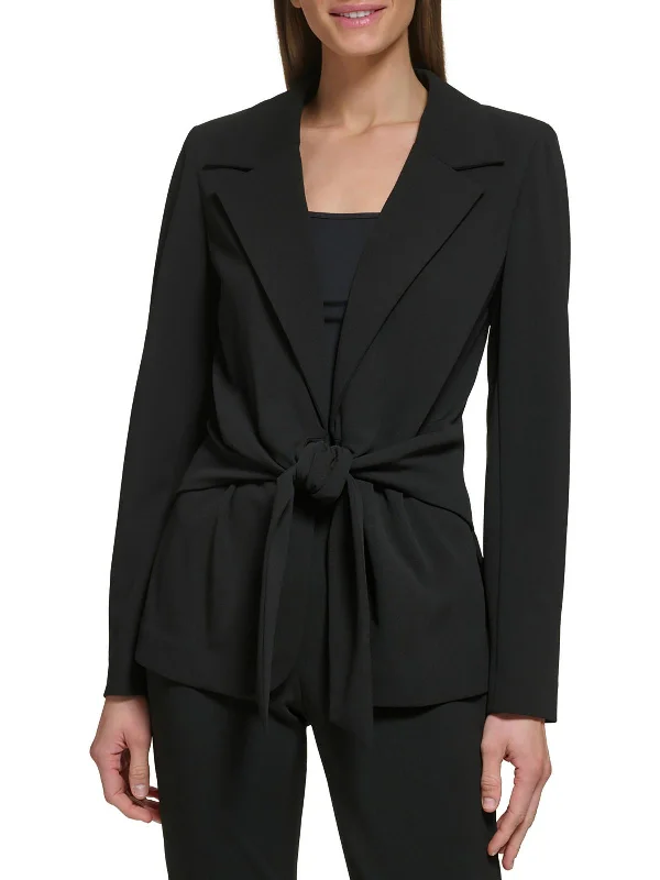 Womens Peak Lapel Tie Front Suit Jacket